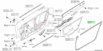 Lower Door Weatherstrip Rhs To Suit Nissan R35 Gtr 80830-62B0A Body Mouldings / Seals