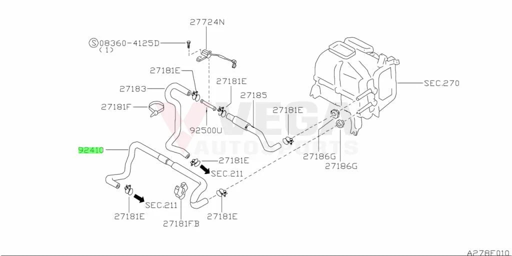 Lower Heater Hose to suit Nissan Skyline R32 GTR 92410-05U00 Cooling