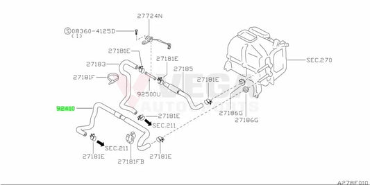 Lower Heater Hose to suit Nissan Skyline R32 GTR 92410-05U00 Cooling