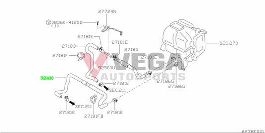 Lower Heater Hose to suit Nissan Skyline R32 GTR 92410-05U00 Cooling