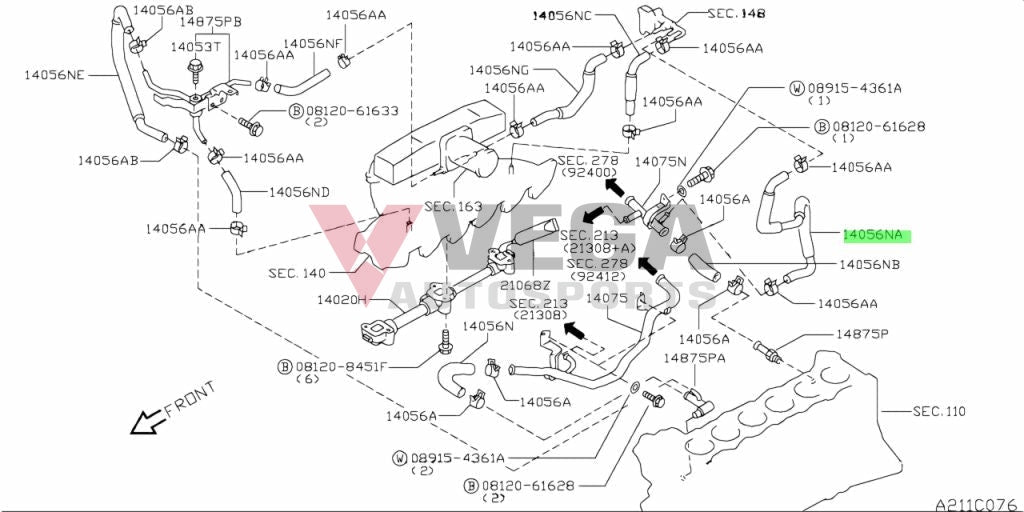 Lower Inlet Manifold Heater Hose To Suit Nissan Skyline R34 Gtt C34 Stagea C35 Laurel Rb25Det Neo