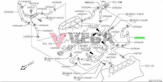 Lower Inlet Manifold Heater Hose To Suit Nissan Skyline R34 Gtt C34 Stagea C35 Laurel Rb25Det Neo