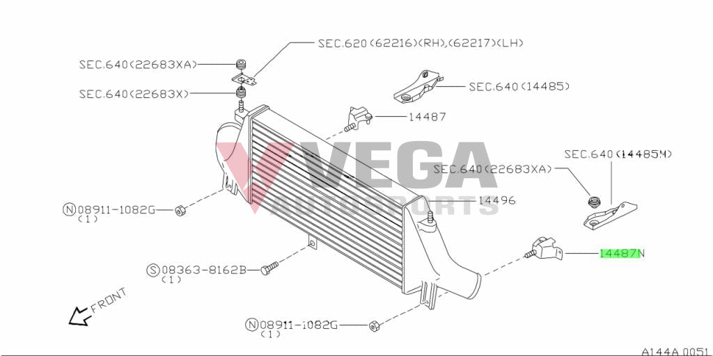 *Clearance Stock* Lower Intercooler Bracket LHS to suit Nissan Skyline R32 / R33 GTR 14481-05U05 - Vega Autosports