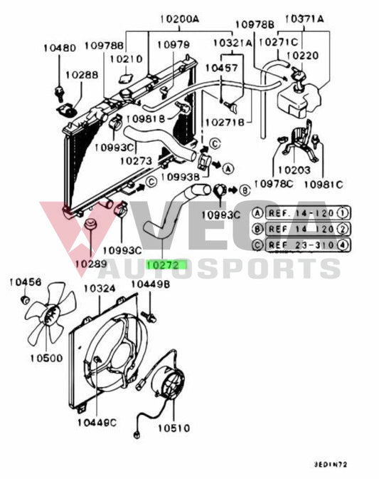 Lower Radiator Hose To Suit Mitsubishi Lancer Evolution 4 / 5 Mr258835 Cooling