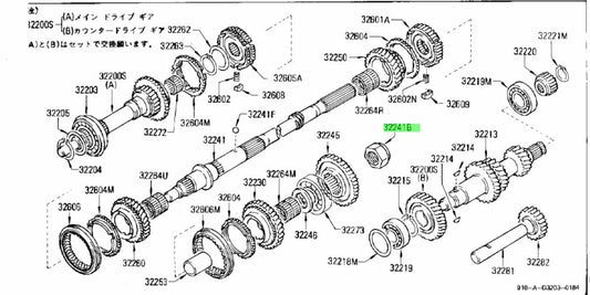 Main Shaft Nut M30 X 1.0 Lh Thread To Suit Datsun & Nissan 4-Speed F4W71B F4W71C 32354-E9001 Gearbox