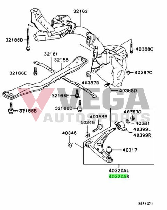 Mitsubishi Front Lower Control Arm Assembly Rhs To Suit Lancer 5 / 6.5 Tme Mr455758 Suspension