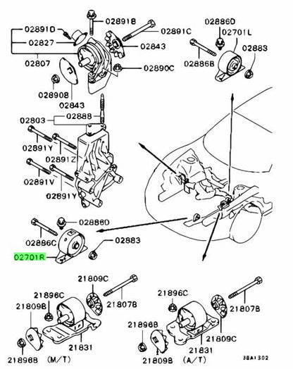Engine Roll Stopper Bracket (Front Right) To Suit Mitsubishi Lancer Evolution 4 / 5 6 Cp9A