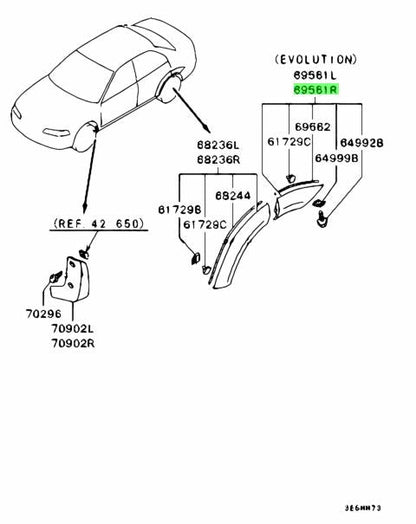 Overfender Flare (Rhs Rear R71) To Suit Mitsubishi Lancer Evolution 6.5 Tme Cp9A Exterior