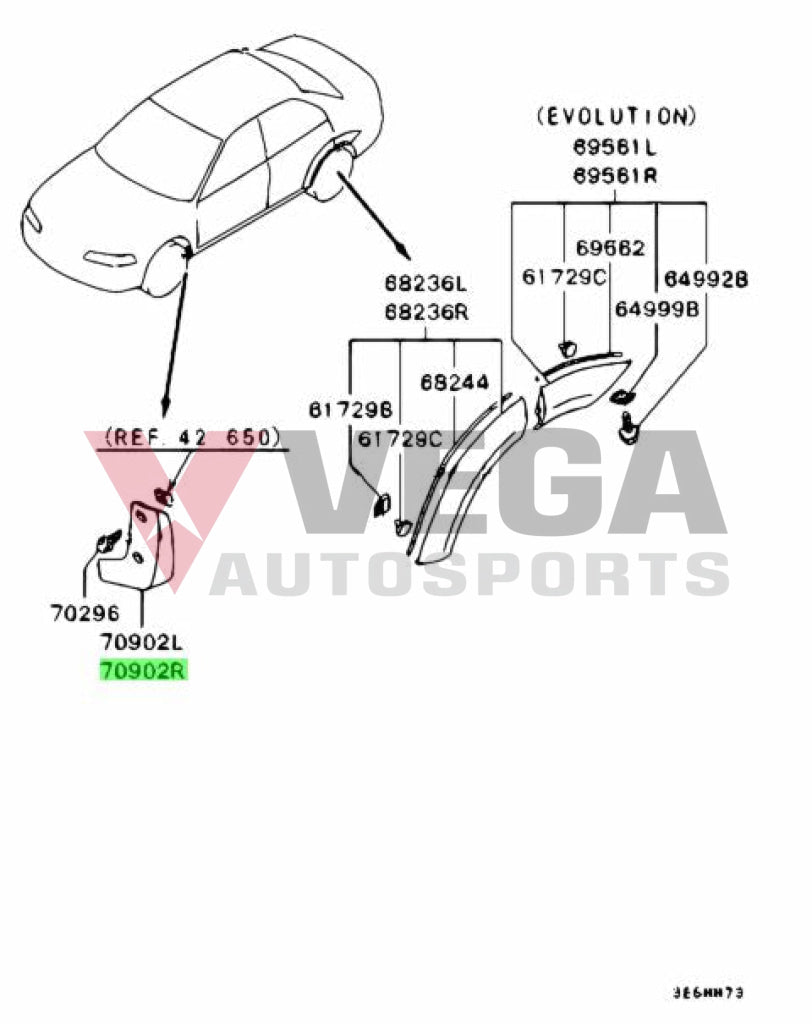 Mud Guard Rhs To Suit Mitsubishi Lancer Evolution 4 Rs Mr199770 Exterior