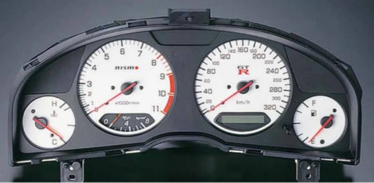 Nismo Instrument Cluster (White) To Suit Nissan R34 Gtr 24810-Rnr45-Wh *Discontinued* Electrical