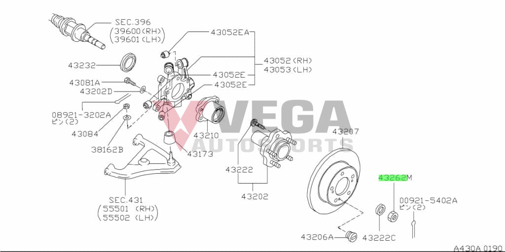 Nissan Rear Drive Shaft Nut to suit Nissan Skyline R32 R33 GTR Z32 43262-40P00 Nuts / Bolts / Screws