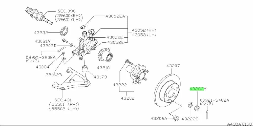 Nissan Rear Drive Shaft Nut to suit Nissan Skyline R32 R33 GTR Z32 43262-40P00 Nuts / Bolts / Screws
