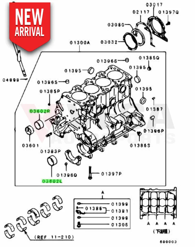 OEM 4G63 Balance Shaft Bearing (Rear RHS) to suit Mitsubishi Lancer Evolution 1 - 9 MD103722 - Vega Autosports