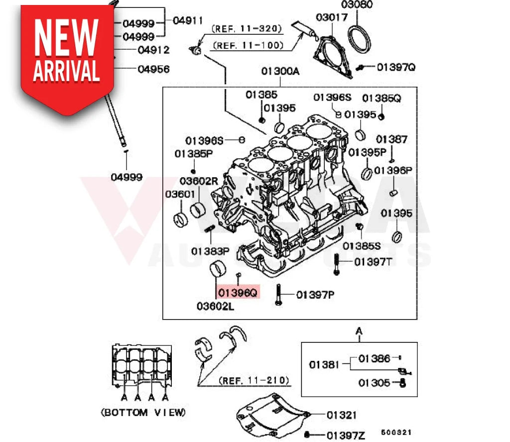 OEM 4G63 Front Case to Block Bushing to suit Mitsubishi Lancer Evolution 4-9 MS471104 - Vega Autosports