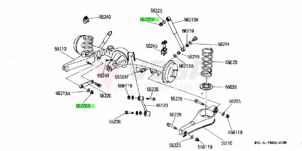 OEM Exhaust Bracket Self Lock Nut to suit Nissan Skyline R32 / R33 / R34 GTR 01225-00062 Nuts / Bolts / Screws