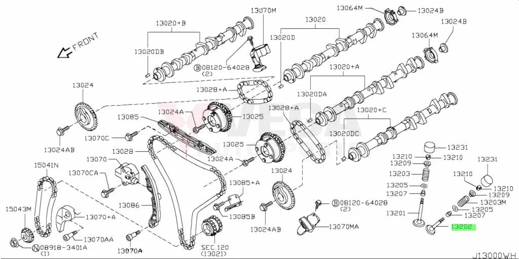 Oem Exhaust Valve (Vr38Dett) To Suit Nissan R35 Gtr 2012~Onwards 13202-Jf01D Engine
