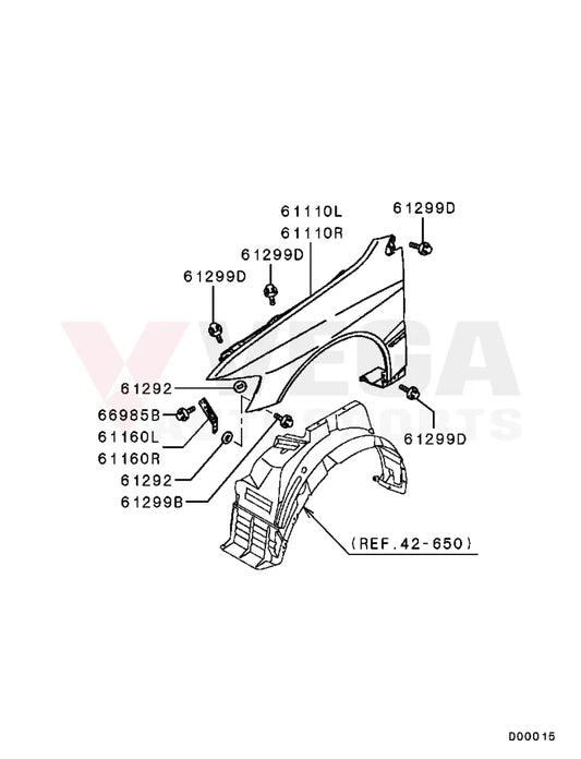 OEM Front Fender Bolt to suit Mitsubishi Lancer Evolution 7 - 10 MU000374 - Nuts / Bolts / Screws