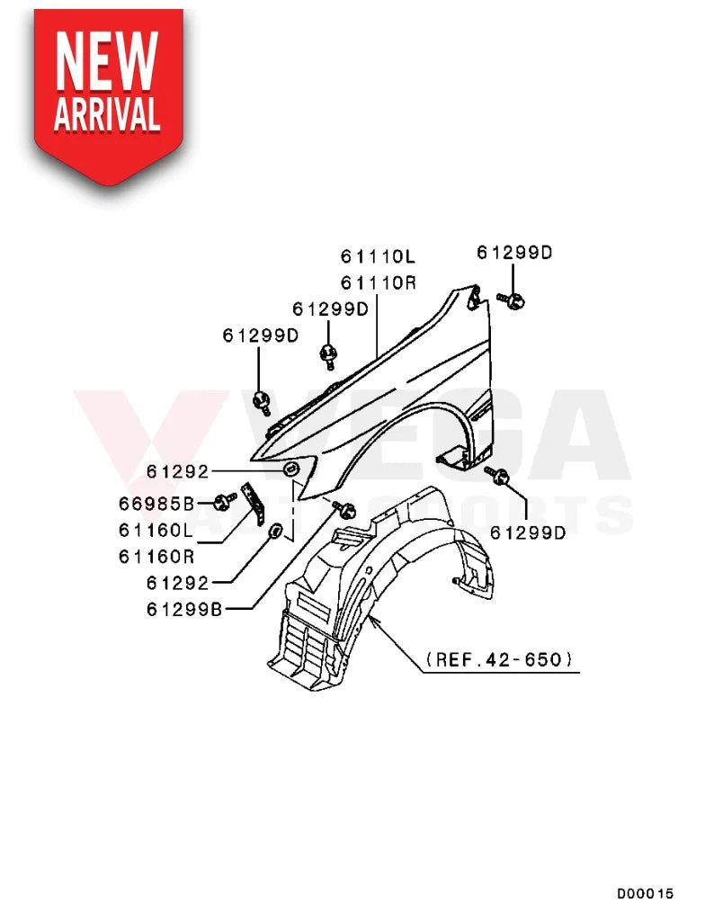 OEM Front Fender Bolt to suit Mitsubishi Lancer Evolution 7 - 10 MU000374 - Nuts / Bolts / Screws