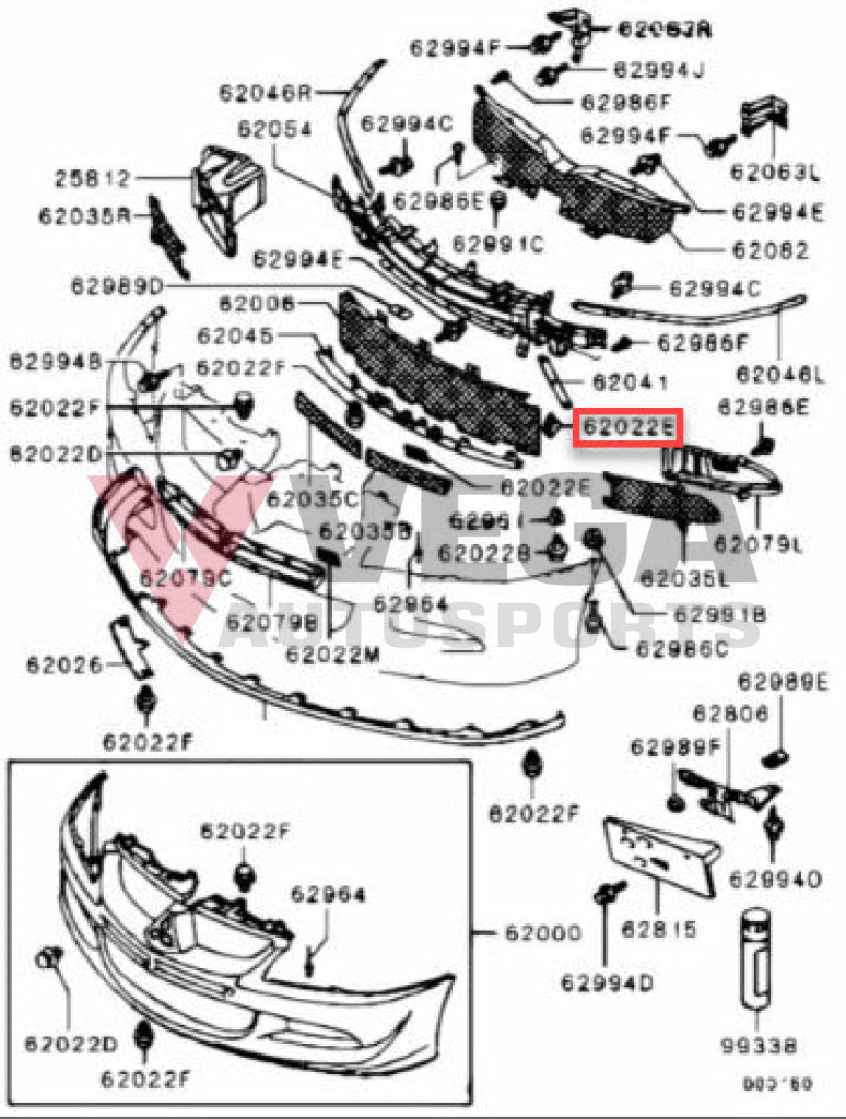 Oem Mitsubishi Front Bumper Mesh Fastener Clip To Suit Lancer Evolution 7 / 8 9 Mr447202 Exterior