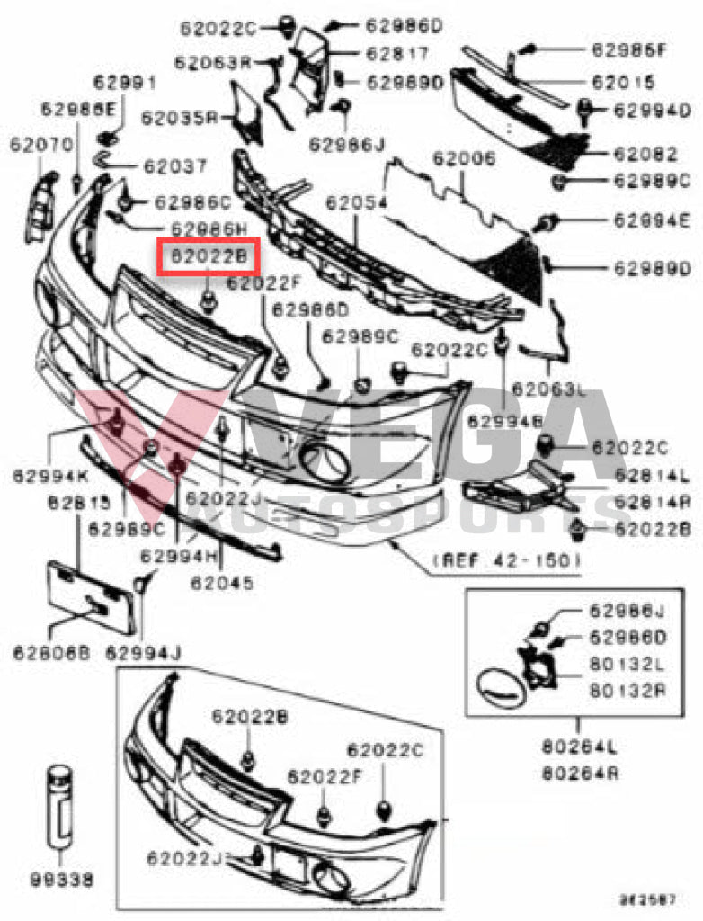 Oem Mitsubishi Push Clip Front Bumper To Suit Evolution 4-9 Mb253964 Nuts / Bolts Screws