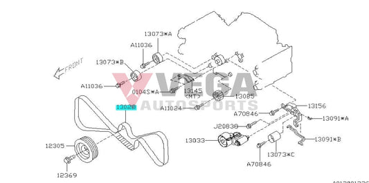Oem Timing Belt Ej20/25 To Suit Subaru Wrx 01-14/Sti 01-14/Forester Xt 03-13 13028Aa240 Engine