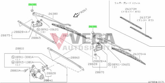 Oem Wiper Arm Nut Set (2-Piece) To Suit Nissan Skyline R32 / Silvia S13 180Sx 28889-10V00 Exterior