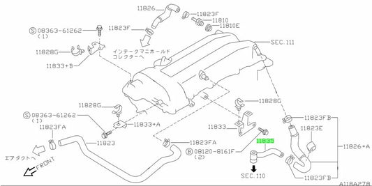 Oil Blow By Pipe To Suit Nissan Silvia S14 / S15 11835-65F02 11835-65F0A Engine