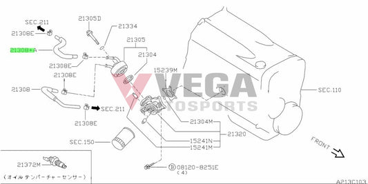 Oil Cooler Assembly Water Hose To Suit Nissan Skyline R34 Gtt Rb25 21307-Ag500 Cooling