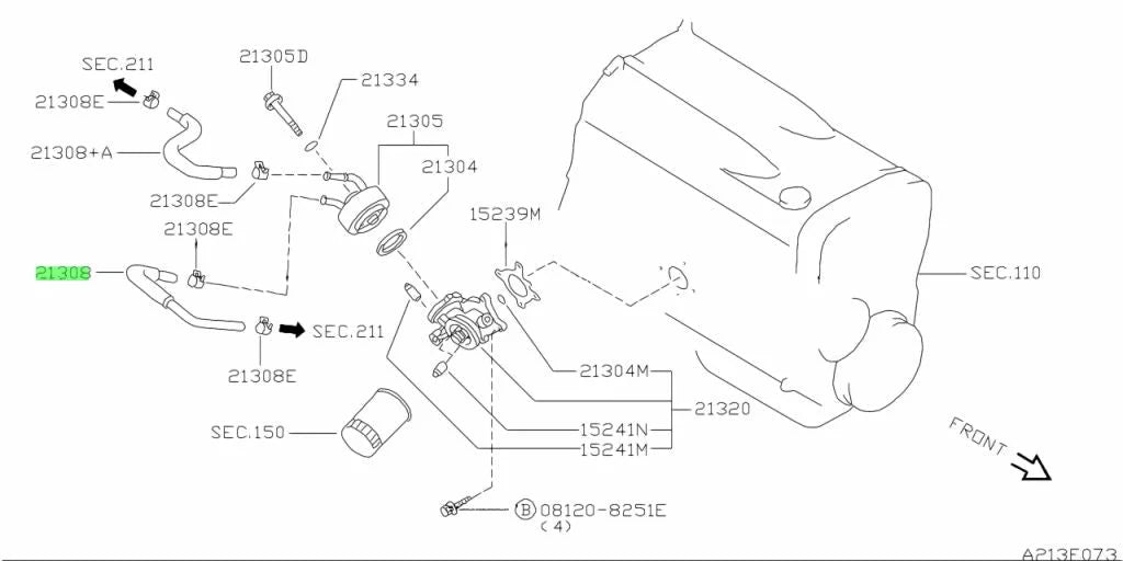 Oil Cooler Front Lower Water Hose (Rb25De/T) To Suit Nissan Skyline R33 / R34 C34/C35 Laurel