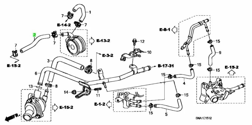 Oil Cooler Outlet Hose to suit Honda Civic FD2 FN2 FD1 19423-RRB-A01 - Vega Autosports