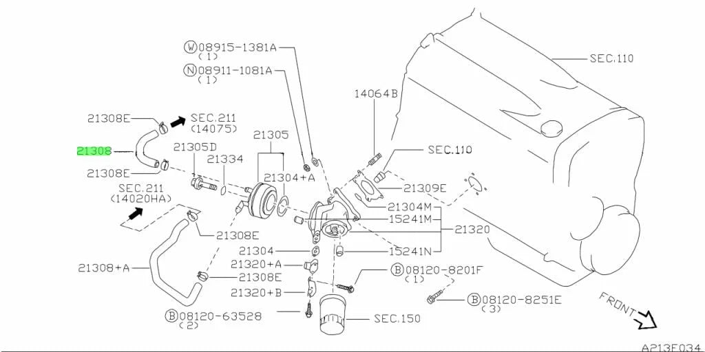 Oil Cooler to Cylinder Block Water Hose to suit Nissan Skyline R32 GTR RB26 21307-05U02 Engine
