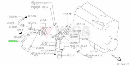 Oil Cooler to Water Piping Water Hose to suit Nissan Skyline R32 R33 R34 GTR RB26 21307-05U04 Cooling