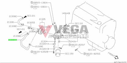 Oil Cooler to Water Piping Water Hose to suit Nissan Skyline R32 R33 R34 GTR RB26 21307-05U04 Cooling