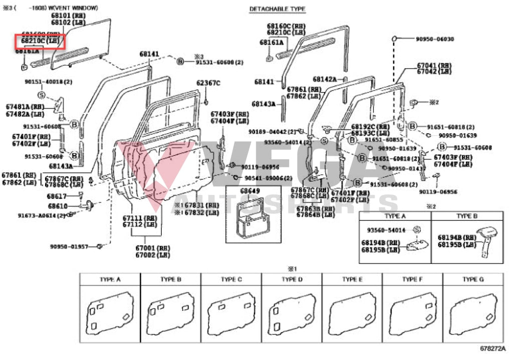 Outer Belt Mould (Left Front Door) To Suit For Landcruiser 70 75 78 79 68210-90K00 Body Mouldings /