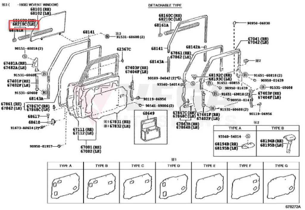 Outer Belt Mould (Left Front Door) To Suit For Landcruiser 70 75 78 79 68210-90K00 Body Mouldings /