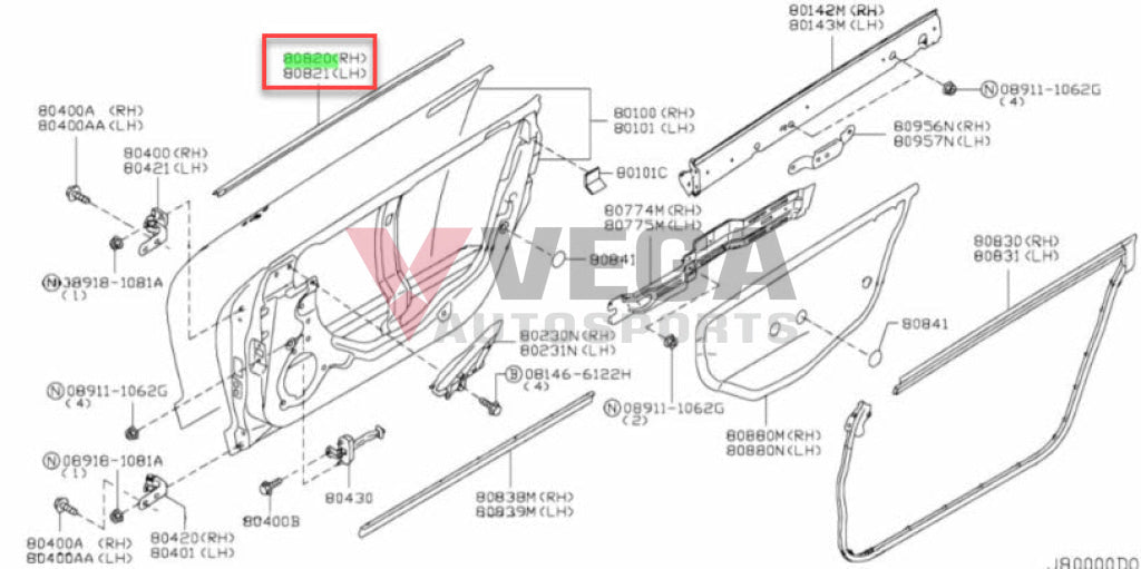 Outer Belt Mould Set (Rhs & Lhs) To Suit Nissan R35 Gtr 80820-Jf00A / 80821-Jf00A Body Mouldings