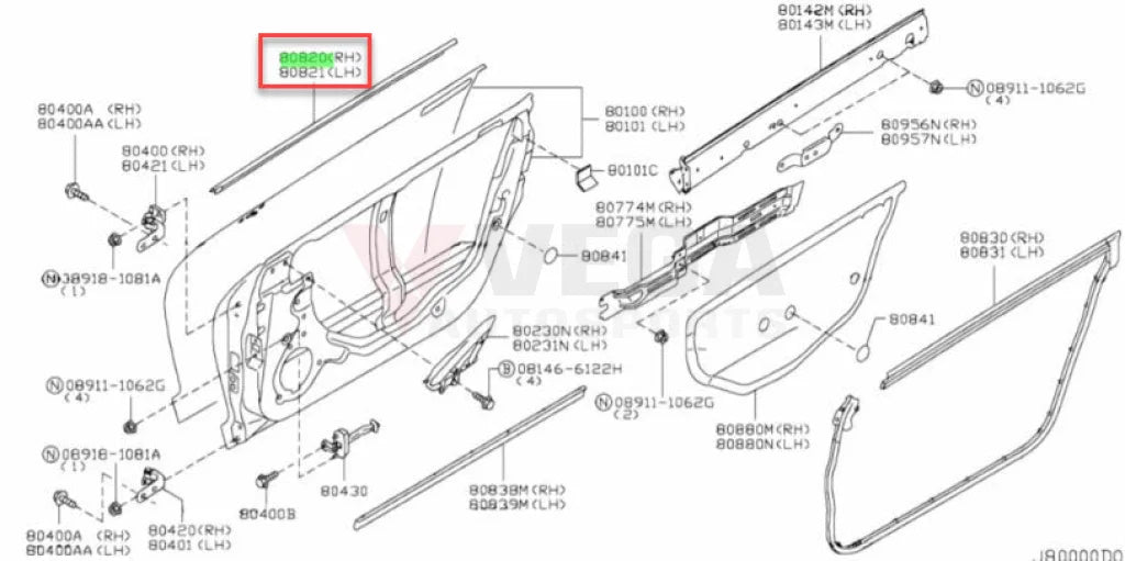 Outer Belt Mould Set (Rhs & Lhs) To Suit Nissan R35 Gtr 80820-Jf00A / 80821-Jf00A Body Mouldings