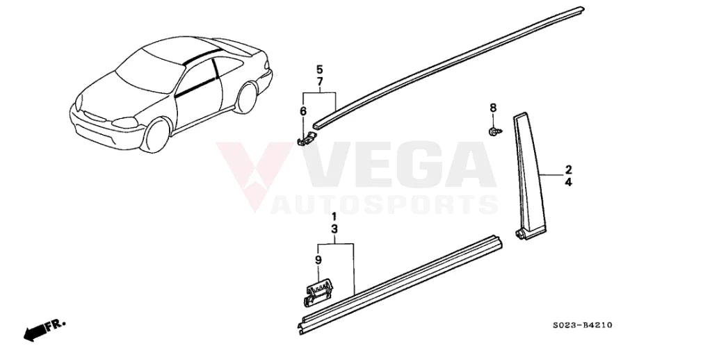 Outer Belt Mould Set To Suit Honda Civic Ek9 72450-S03-003 / 72410-S03-003 Exterior