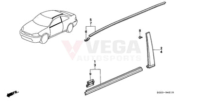 Outer Belt Mould Set To Suit Honda Civic Ek9 72450-S03-003 / 72410-S03-003 Exterior