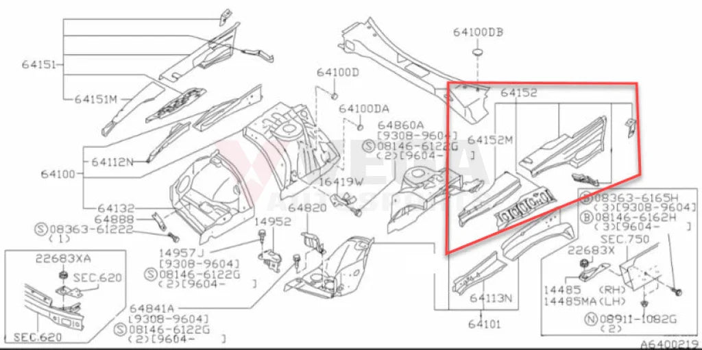 Outer Hood Ledge Assembly Lhs To Suit Nissan R34 Gtr 64181-Aa000 Body Panels
