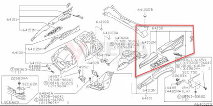 Outer Hood Ledge Assembly Lhs To Suit Nissan R34 Gtr 64181-Aa000 Body Panels