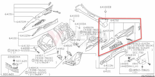 Outer Hood Ledge Assembly Lhs To Suit Nissan R34 Gtr 64181-Aa000 Body Panels