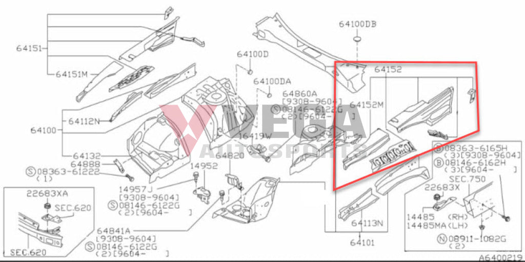 Outer Hood Ledge Assembly Lhs To Suit Nissan R34 Gtr 64181-Aa000 Body Panels