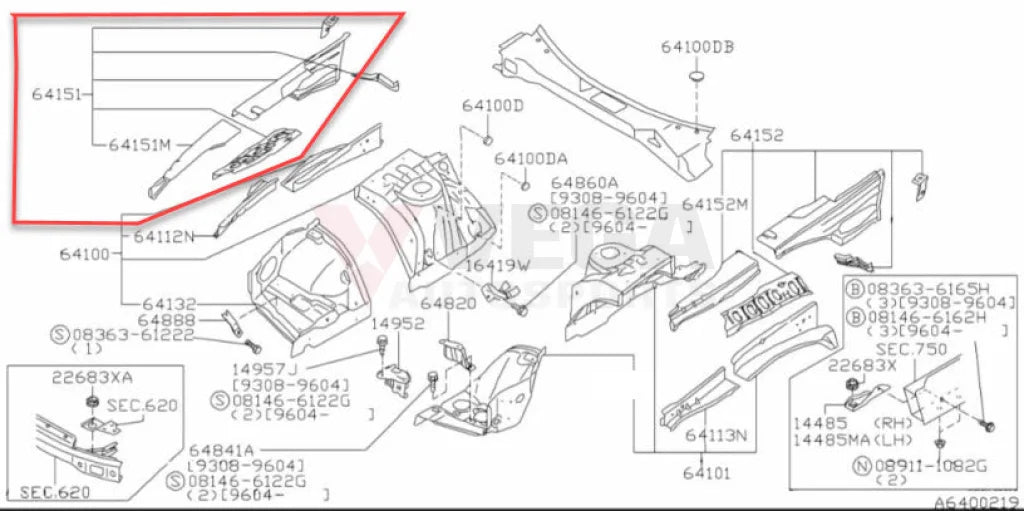 Outer Hood Ledge Assembly Rhs To Suit Nissan R34 Gtr 64180-Aa000 Body Panels