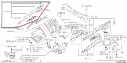Outer Hood Ledge Assembly Rhs To Suit Nissan R34 Gtr 64180-Aa000 Body Panels