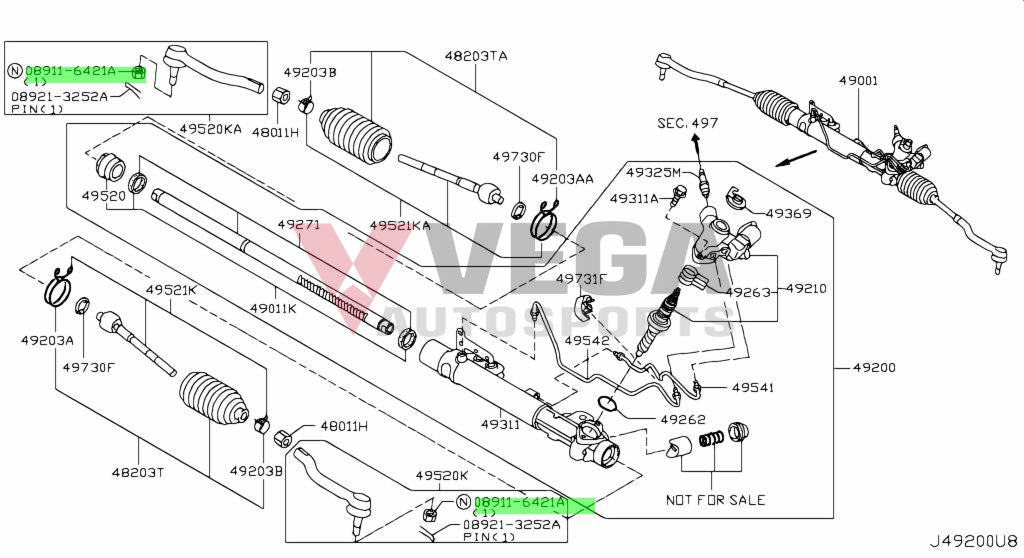 Outer Tie rod end nut to suit Nissan Silvia S14 0891-16421A Nuts / Bolts / Screws