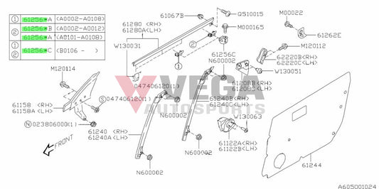 Outer Window Stabilizers Subaru Impreza Gc8/Gf8 92-07 61256Fe020 Exterior