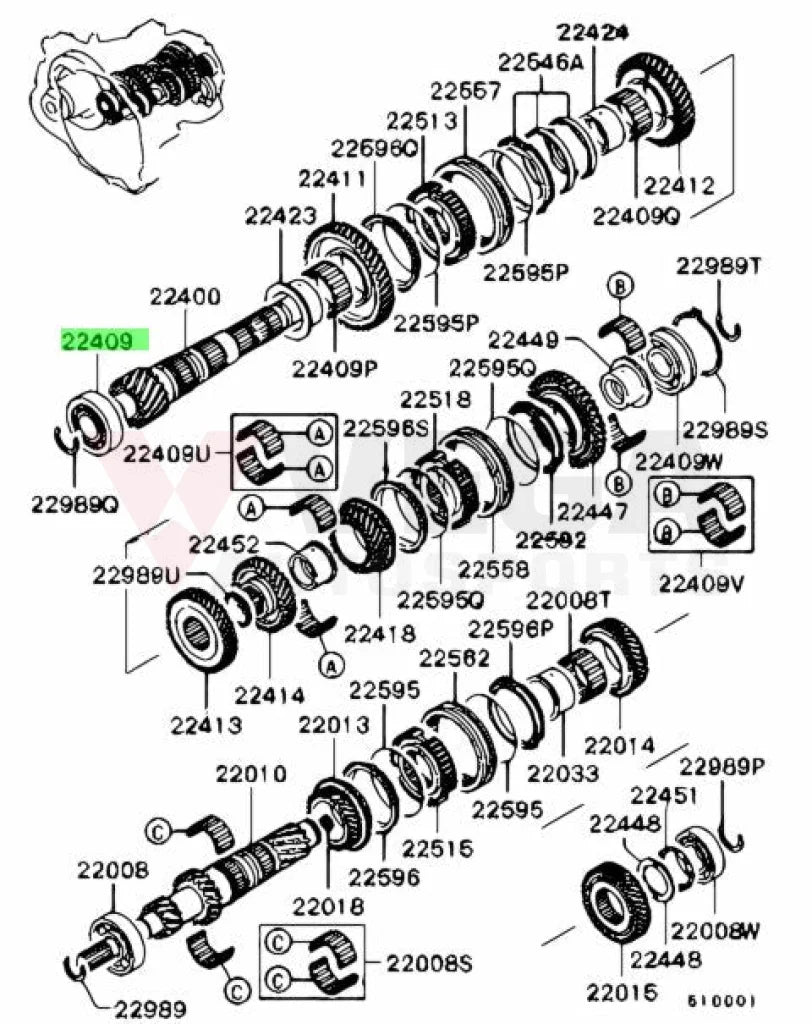 Output Shaft Bearing M/T Gearbox 5-Speed to suit Mitsubishi Lancer Evolution 4-9 MD747745 Gearbox and Transmission