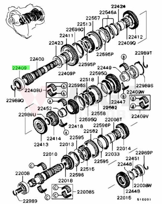 Output Shaft Bearing M/T Gearbox 5-Speed to suit Mitsubishi Lancer Evolution 4-9 MD747745 Gearbox and Transmission