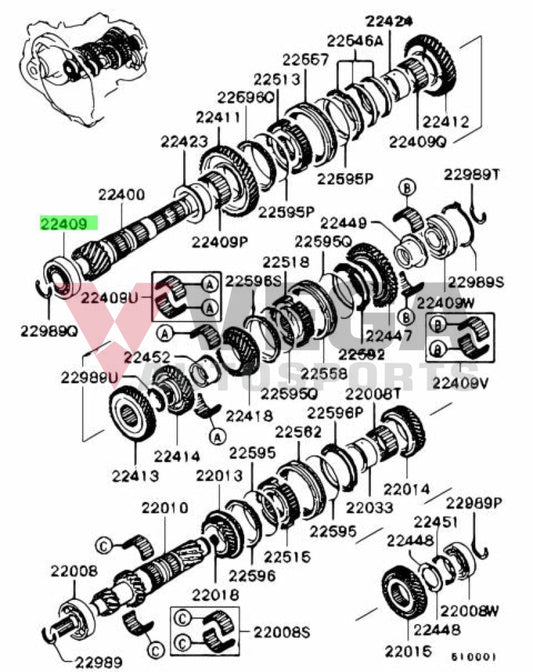 Output Shaft Bearing M/T Gearbox 5-Speed to suit Mitsubishi Lancer Evolution 4-9 MD747745 Gearbox and Transmission